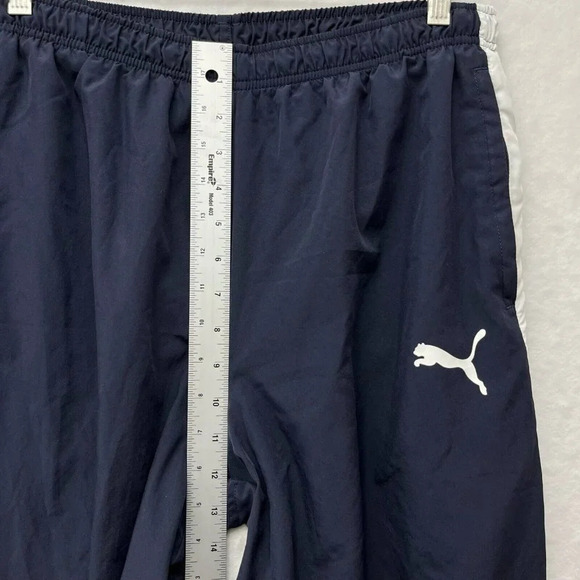 Puma Track Pants Men's L Blue Straight Leg Elastic Waist Zipped Pockets Pull On - Picture 4 of 12